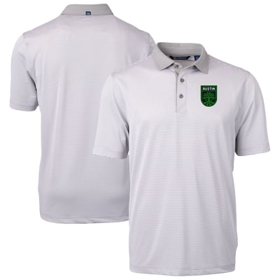  Austin FC Cutter & Buck Virtue Eco Pique Micro Stripe Recycled Polo - Gray